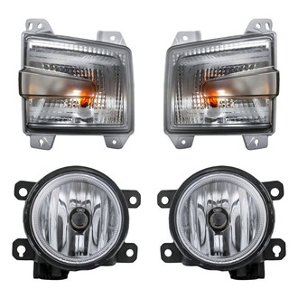 Replacement - 4-Piece Kit (Driver and Passenger Side Fog Lights, Driver and Passenger Side Turn Signal Lights) (CAPA Certified)