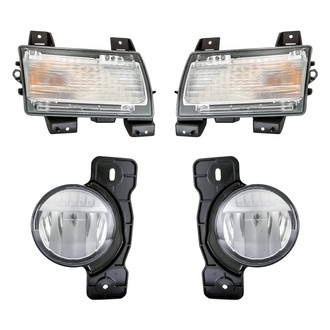 Replacement - 4-Piece Kit (Driver and Passenger Side Fog Lights, Driver and Passenger Side Turn Signal/Parking Lights) (CAPA Certified)