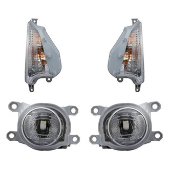 Replacement - 4-Piece Kit (Driver and Passenger Side Fog Lights, Driver and Passenger Side Turn Signal/Parking Lights) (CAPA Certified)