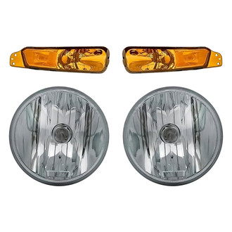 Replacement - 4-Piece Kit (Driver and Passenger Side Fog Lights, Driver and Passenger Side Turn Signal/Parking Lights) (CAPA Certified)