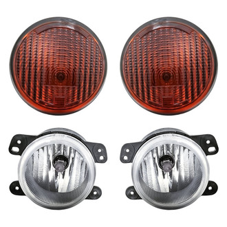 Replacement - 4-Piece Kit (Driver and Passenger Side Fog Lights, Driver and Passenger Side Turn Signal/Parking Lights) (CAPA Certified)