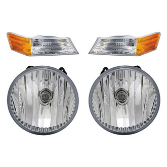 Replacement - 4-Piece Kit (Driver and Passenger Side Fog Lights Lens and Housing, Driver and Passenger Side Turn Signal/Parking Lights) (CAPA Certified)