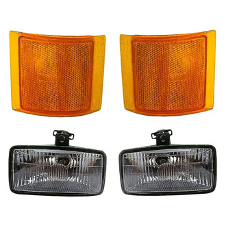Replacement - 4-Piece Kit (Driver and Passenger Side Fog Lights, Driver and Passenger Side Lower Turn Signal/Corner Lights) (Standard Line)