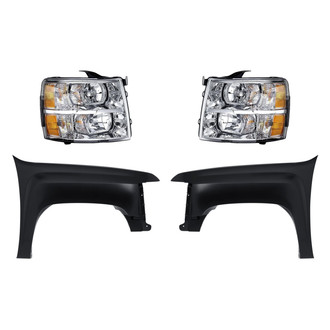 Replacement - 4-Piece Kit (Driver Side Headlight, Front Driver Side Fender, Front Passenger Side Fender, Passenger Side Headlight)