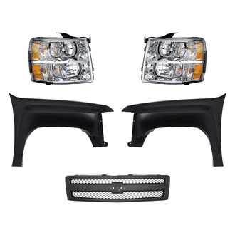 Replacement - 5-Piece Kit (Driver Side Headlight, Front Driver Side Fender, Front Passenger Side Fender, Grille, Passenger Side Headlight)