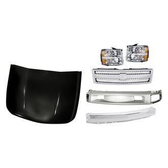 Replacement - 6-Piece Kit (Driver Side Headlight, Front Bumper Deflector, Front Bumper Face Bar, Grille, Hood Panel, Passenger Side Headlight)