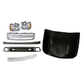 Replacement - 7-Piece Kit (Driver Side Headlight, Front Bumper Air Deflector, Front Bumper Deflector Extension, Front Bumper Face Bar, Grille, Hood Panel, Passenger Side Headlight)