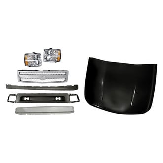Replacement - 7-Piece Kit (Driver Side Headlight, Front Bumper Air Deflector, Front Bumper Deflector Extension, Front Bumper Reinforcement, Grille, Hood Panel, Passenger Side Headlight)