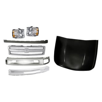 Replacement - 7-Piece Kit (Driver Side Headlight, Front Bumper Deflector, Front Bumper Deflector Extension, Front Bumper Face Bar, Grille, Hood Panel, Passenger Side Headlight)
