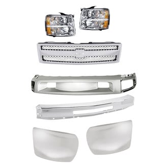 Replacement - 7-Piece Kit (Driver Side Headlight, Front Bumper Deflector, Front Bumper Face Bar, Front Driver Side Bumper End, Front Passenger Side Bumper End, Grille, Passenger Side Headlight)