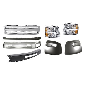 Replacement - 8-Piece Kit (Driver Side Headlight, Front Bumper Deflector, Front Bumper Deflector Extension, Front Bumper Face Bar, Front Driver Side Bumper End, Front Passenger Side Bumper End, Grille, Passenger Side Headlight)