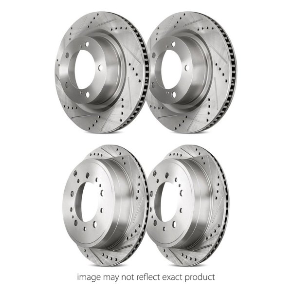  Replacement - Drilled and Slotted Front and Rear Brake Rotor Set