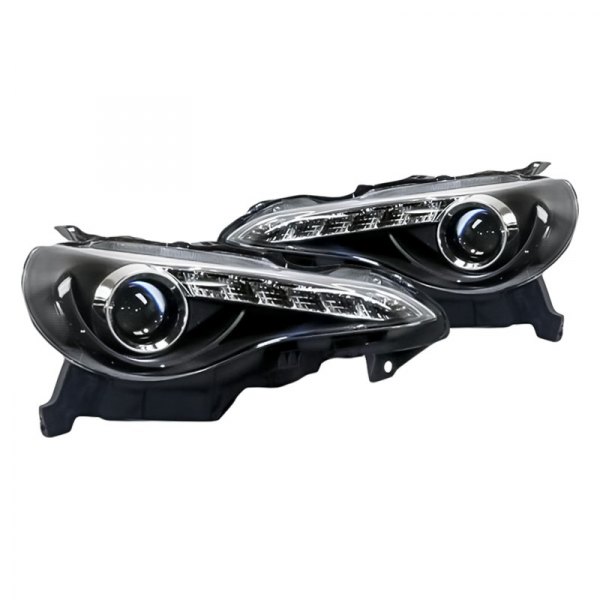 Replacement - Driver and Passenger Side Black Projector Headlights with LED DRL