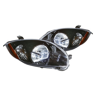 Replacement - Driver and Passenger Side Inner and Outer Black Euro Headlights