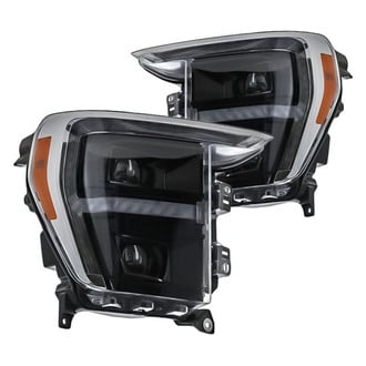 Replacement - Driver and Passenger Side Black Projector Headlights with DRL
