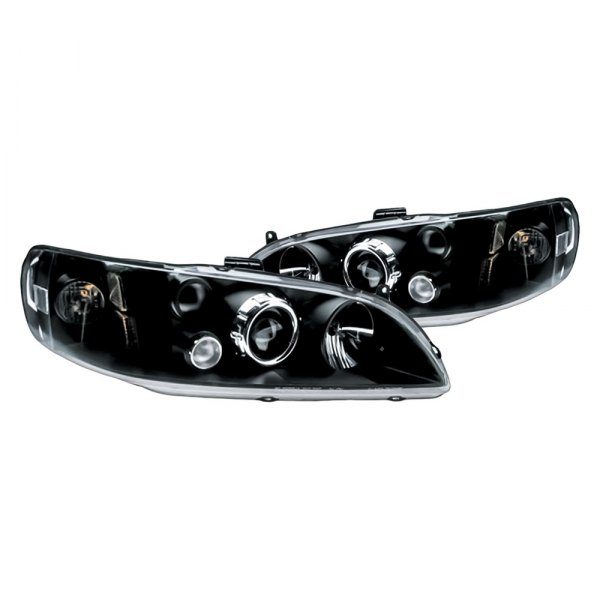 Replacement - Driver and Passenger Side Black Euro Headlights