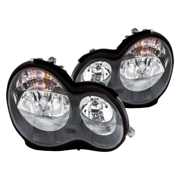 Replacement - Driver and Passenger Side Black Euro Headlights