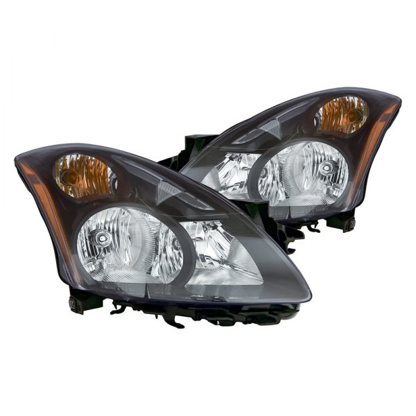 Replacement - Driver and Passenger Side Black/Chrome Euro Headlights