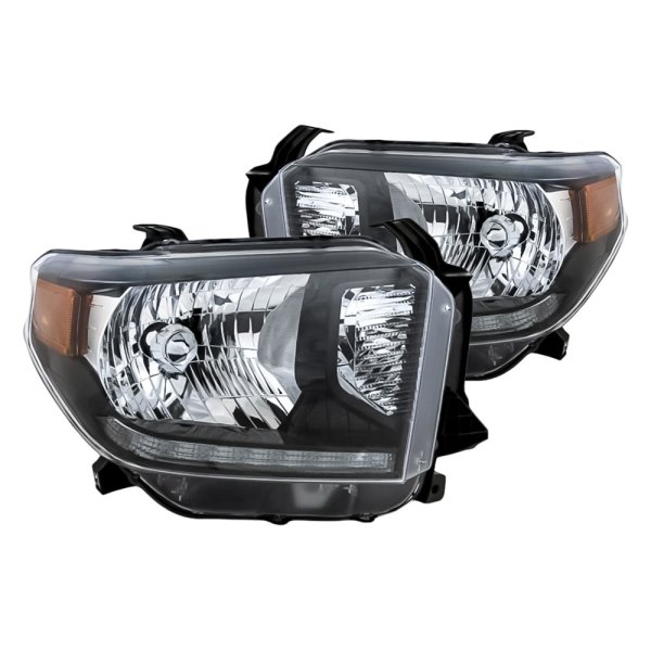 Replacement - Driver and Passenger Side Black Euro Headlights with LED DRL