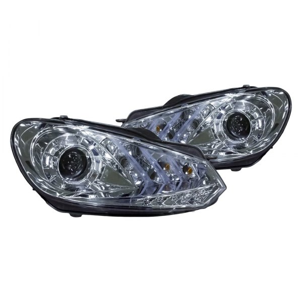 Replacement - Driver and Passenger Side Chrome Projector Headlights with LED DRL