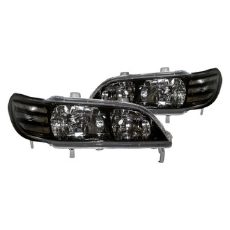 Replacement - Driver and Passenger Side Black Euro Headlights