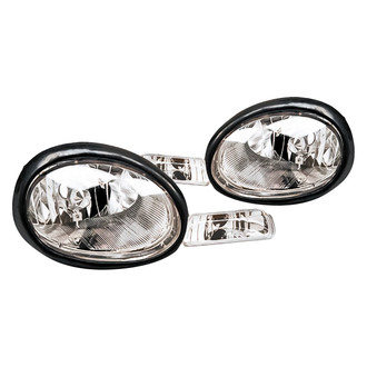 Replacement - Driver and Passenger Side Black Euro Headlights