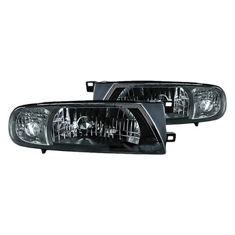 Replacement - Driver and Passenger Side Black Euro Headlights