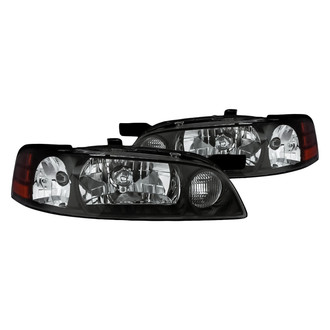 Replacement - Driver and Passenger Side Black Euro Headlights Lens and Housing
