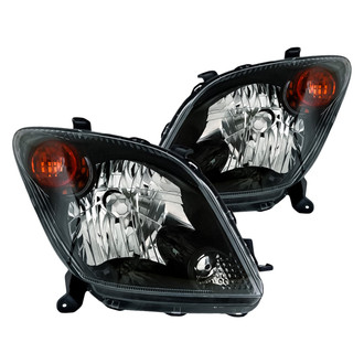 Replacement - Driver and Passenger Side Black Euro Headlights Lens and Housing