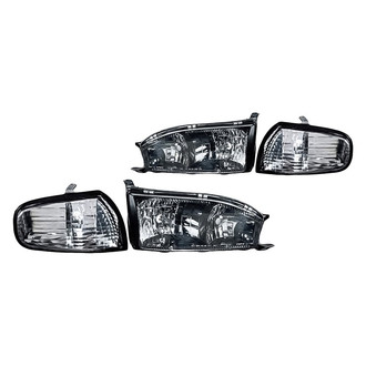 Replacement - Driver and Passenger Side Black Euro Headlights