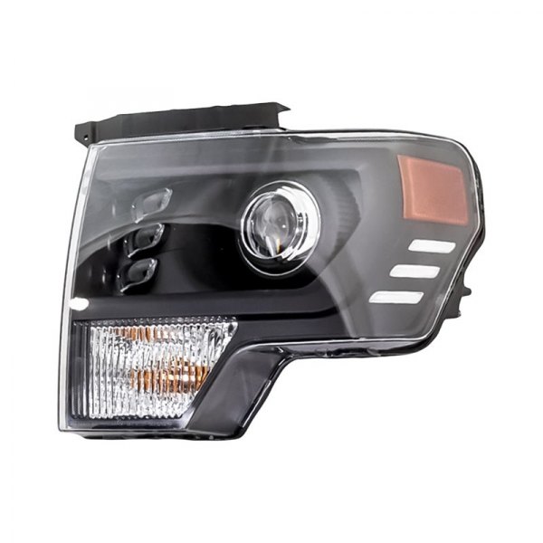 Replacement - Driver Side Black With Projector LED Headlight