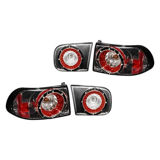 Replacement - Driver and Passenger Side Gunmetal/Red LED Tail Lights