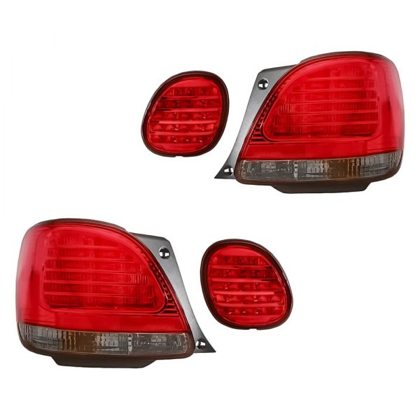 Replacement - Inner and Outer Chrome Red/Smoke LED Tail Lights