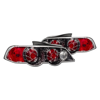 Replacement - Driver and Passenger Side Gunmetal/Red Wheel Design Euro Tail Lights