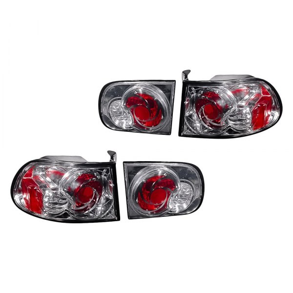 Replacement - Chrome/Red Euro Tail Lights, Honda Civic