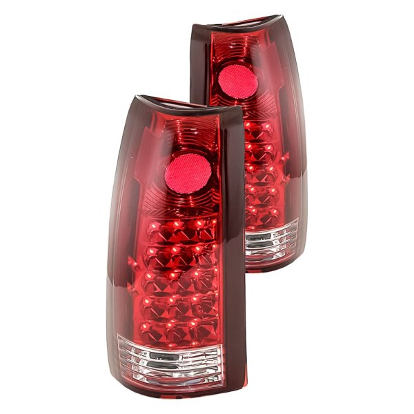 Replacement - Chrome/Red LED Tail Lights, Chevy CK Pickup