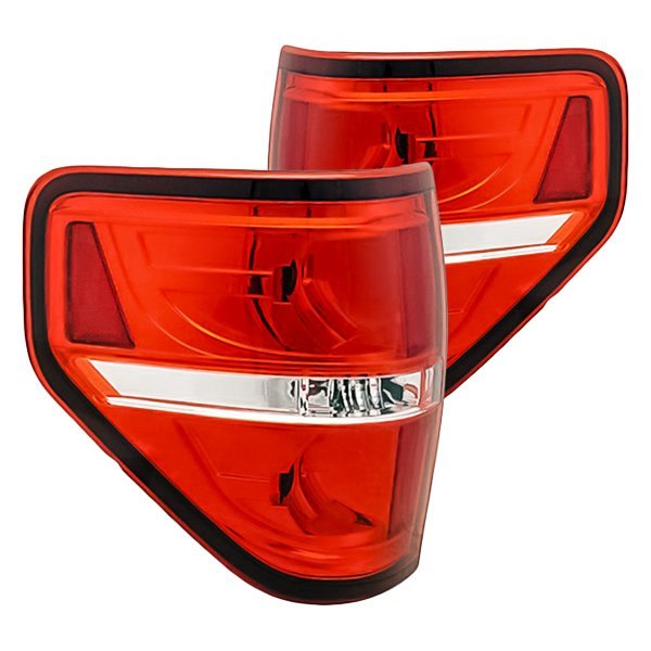 Replacement - Chrome/Red Euro Tail Lights, Ford F-150