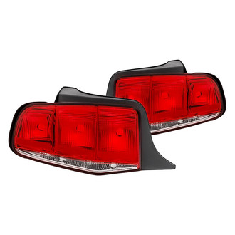 Replacement - Driver and Passenger Side Chrome/Red Euro Tail Lights