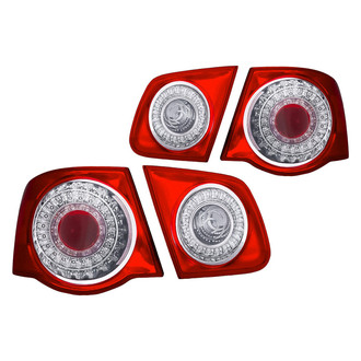 Replacement - Driver and Passenger Side Chrome/Red Euro Tail Lights