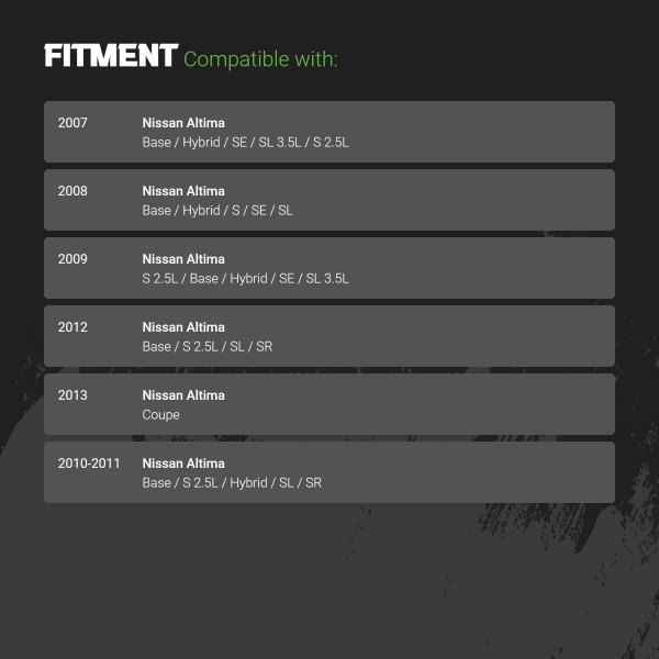 Replacement - Front Driver Side Strut Assembly Fitment Information