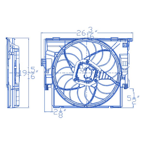 Replacement - Radiator Cooling Single Fan Assembly