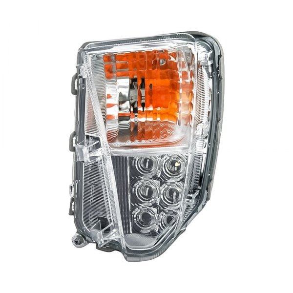 Replacement - Driver Side Chrome/Amber/Clear LED Turn Signal/Parking Light with LED DRL