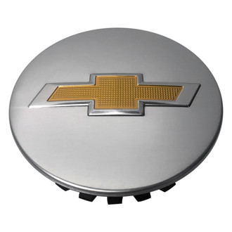 Replacement - Chrome Wheel Center Cap With Gold Reflective Chevy Logo