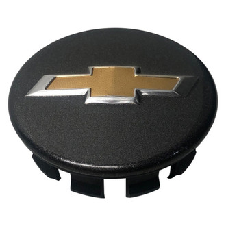 Replacement - Painted Charcoal Wheel Center Cap With Gold Reflective Chevy Bowtie