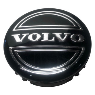 Replacement - Painted Black Wheel Center Cap With Volvo Written Logo
