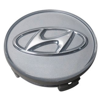 Replacement - Painted Silver Wheel Center Cap With Embossed Hyundai Logo