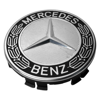 Replacement - Painted Black Wheel Center Cap With Mercedes Benz Logo