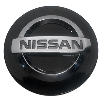 Replacement - Painted Black Wheel Center Cap With Chrome Nissan Logo