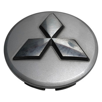 Replacement - Painted Silver Wheel Center Cap With Chrome Mitsubishi Logo