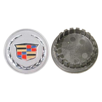 Replacement - Painted Silver Wheel Center Cap With Chrome Cadillac Wreath